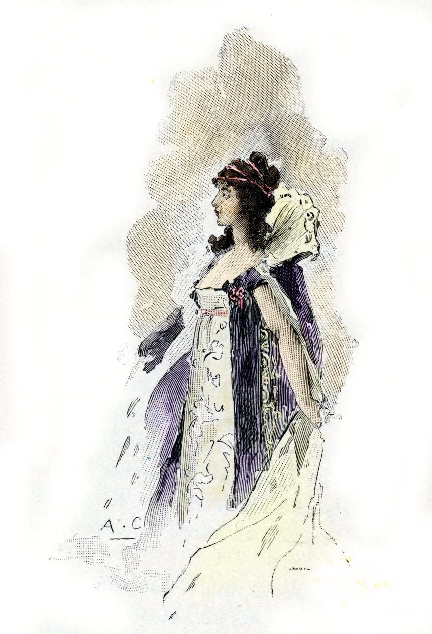 Portrét Desiree Clary (1777-1860) královny Švédska v roce 1818 (Portrét švédské královny Desire Clary v roce 1818) Kresba Antoine Calbeta čerpá z „Napoleon et les femmes“ od Massona od Antoine Calbet