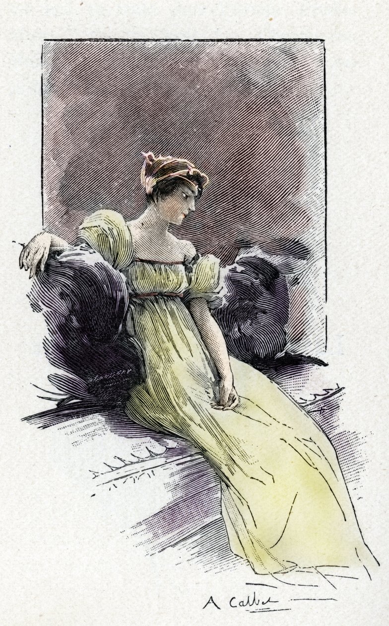 Portrét Josephine de Beauharnais (1763-1814) v době jeho setkání s Napoleonem Bonapartem (1769-1821) kolem roku 1795 (Portrét Josephine de Beauharnais těsně před svatbou s Napoleonem Bonapartem od Antoine Calbet