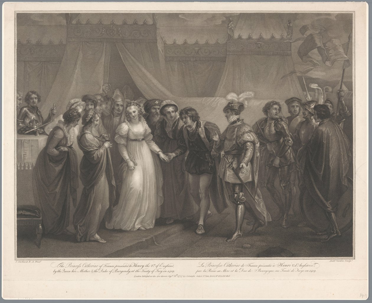 Catherine van Valois en koning Hendrik V van Engeland, 1420 Princezna Kateřina Francouzská darovaná Jindřichu 5. Anglickému (...) v roce 1419 / La Princesse Catherine de France (...) (titul na předmětu) od Antoine Cardon