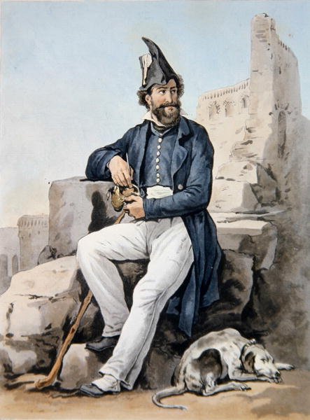 Vousatý voják (barva litho) od Antoine Charles Horace Vernet