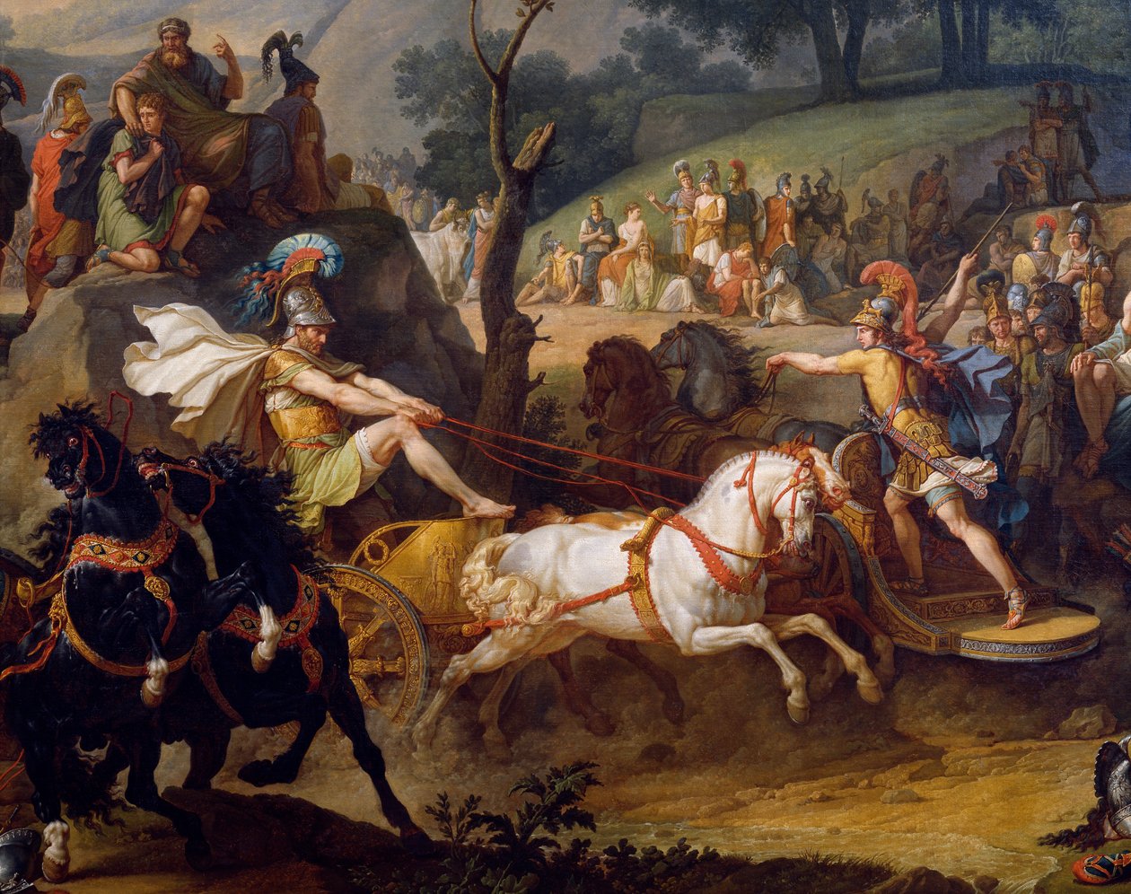 Pohřební hry na počest Patrokla, detail Achilla na voze, asi 1790 olej na plátně viz také 346199 od Antoine Charles Horace Vernet