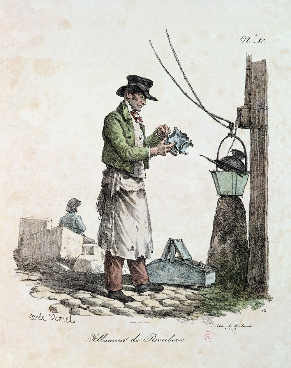 Lamplighter, vyrytý Francois Seraphin Delpech (1778-1825) od Antoine Charles Horace Vernet