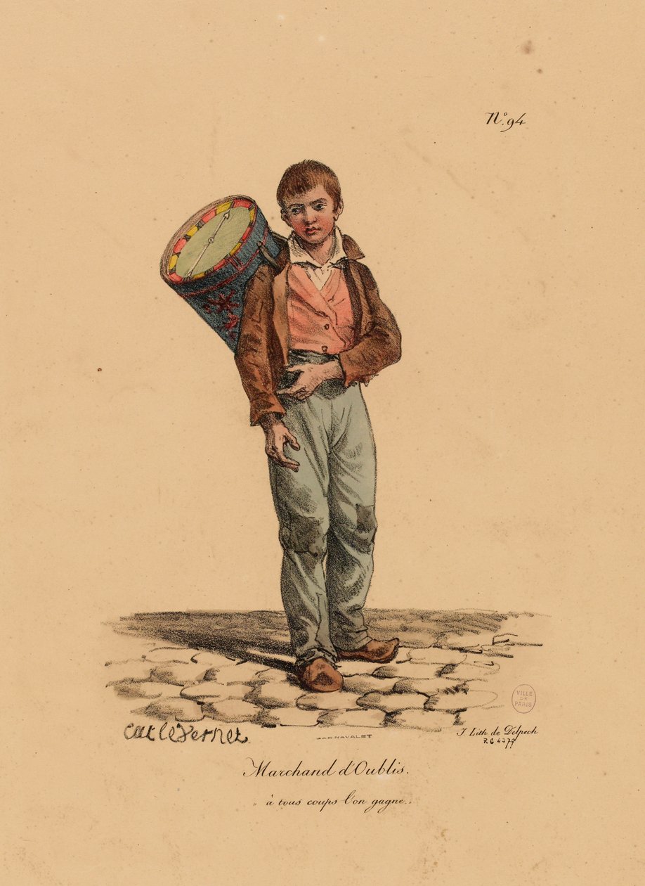 Prodavač pečiva, číslo 94 ze série The Cries of Paris, vyryl Francois Seraphin Delpech (1778-1825) od Antoine Charles Horace Vernet