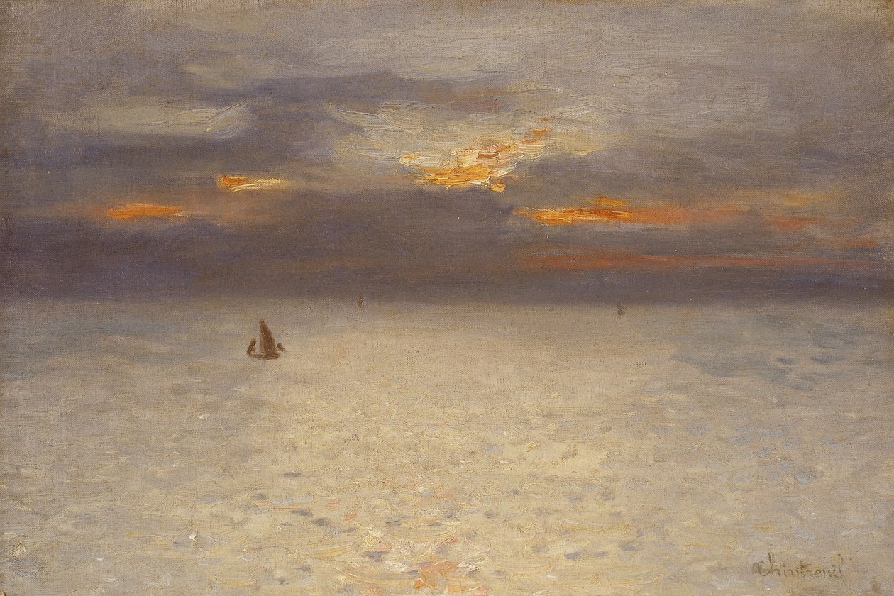 Otevřené moře, večerní atmosféra; Boulogne, asi 1869-72 (olej na plátně) od Antoine Chintreuil