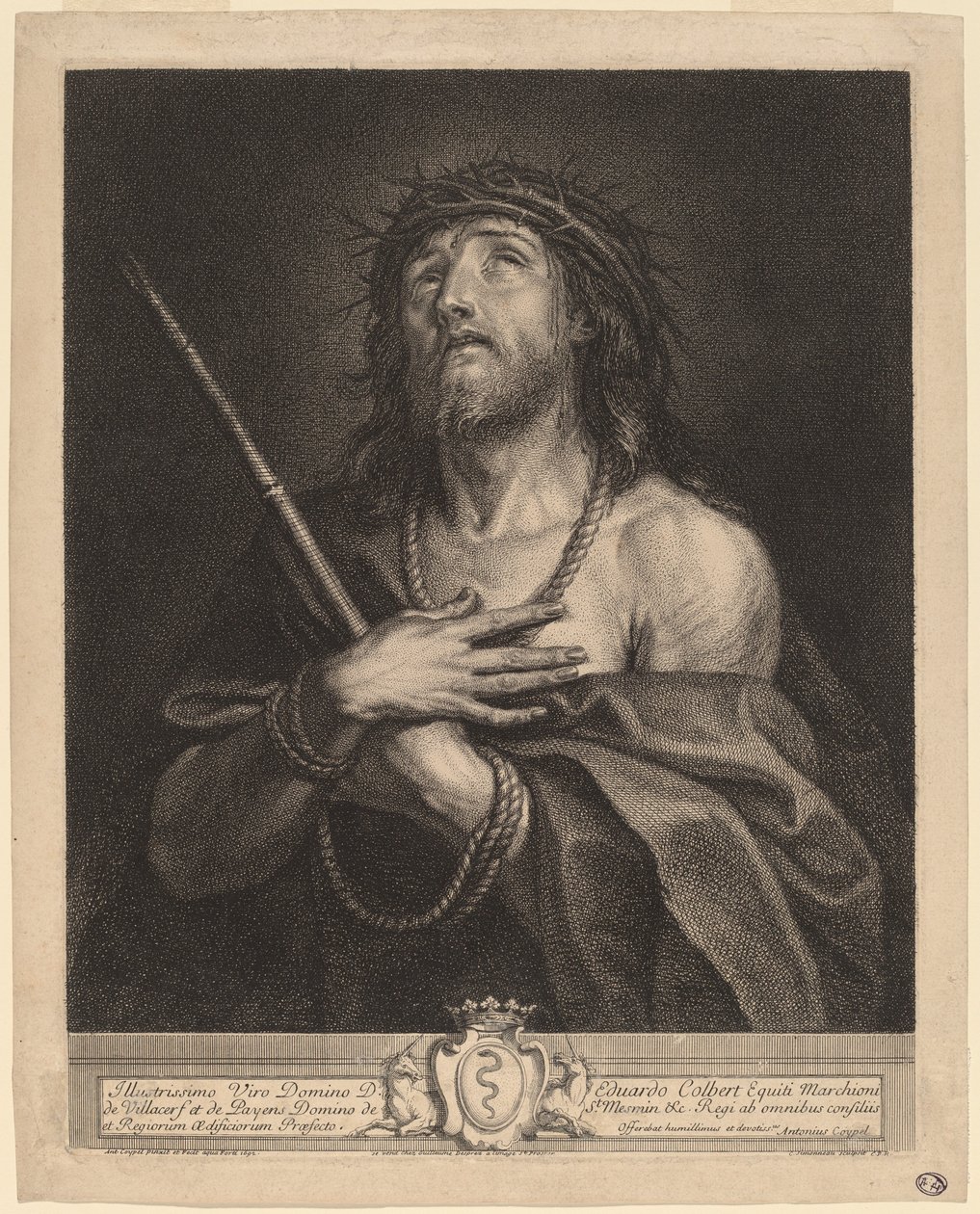 Kristus jako muž bolesti od Antoine Coypel, finished in engraving by Charles Simonneau