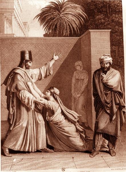 Esther Imploring Assuerus in the Presence of Aman, ilustrace z 