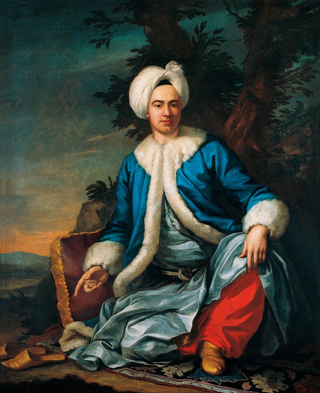Portrét Evropana v tureckém kostýmu - Malba Antoine de Favray (1706-1791), olej na plátně (146x119 cm), druhá polovina 18. století, francouzské umění - Muzeum Pera, Istanbul (Turecko) od Antoine Favray