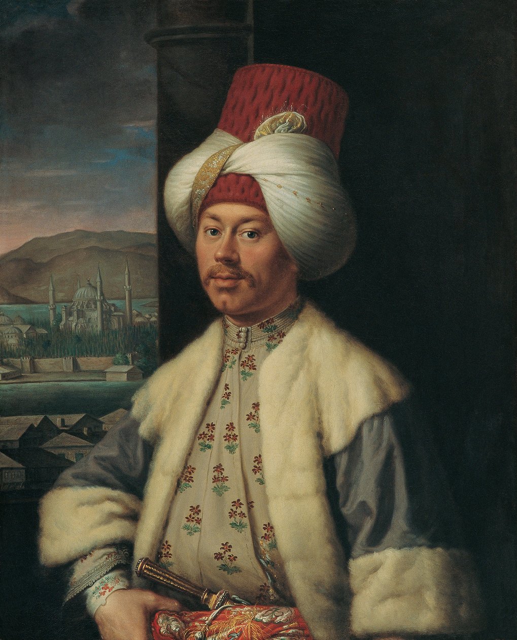 Portrét Evropana v tureckém kroji - Malba Antoina de Favray (1706-1791), olej na plátně (84x68 cm), 2. polovina 18. století - (Portrét Evropana v tureckém kroji, Olej na plátně A. de Favray od Antoine Favray