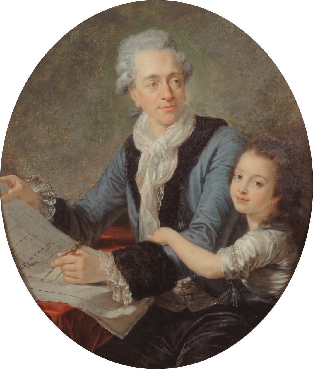 Portrét architekta Clauda Nicolase Ledouxe 1736-1806 se svou dcerou, cca 1782. od Antoine François . Callet