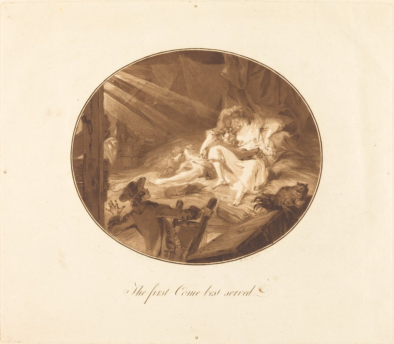 Kdo dřív přijde, nejlépe obslouží od Antoine François Sergent after Augustin de Saint Aubin