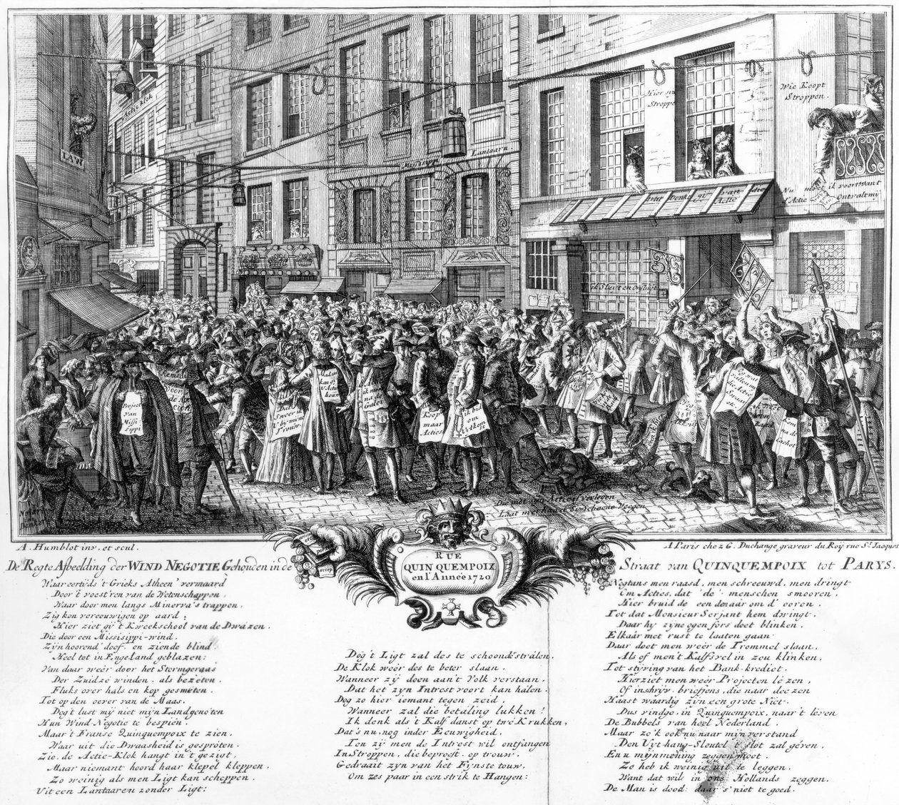 Investoři před sídlem Banque Royale v Rue Quincampoix, Paříž, 1720 od Antoine Humblot