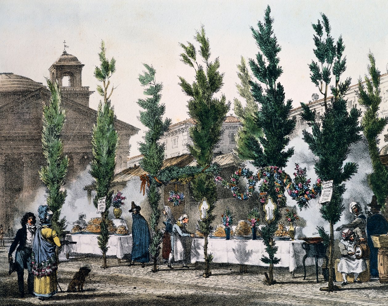 Fritézy v Pantheonu během svátku svatého Josefa, rytina Antoine Jean-Baptiste Thomas (1791-1834) z Un an a Rome et dans ses environs (Jeden rok v Římě a okolí), Francie od Antoine Jean Baptiste Thomas