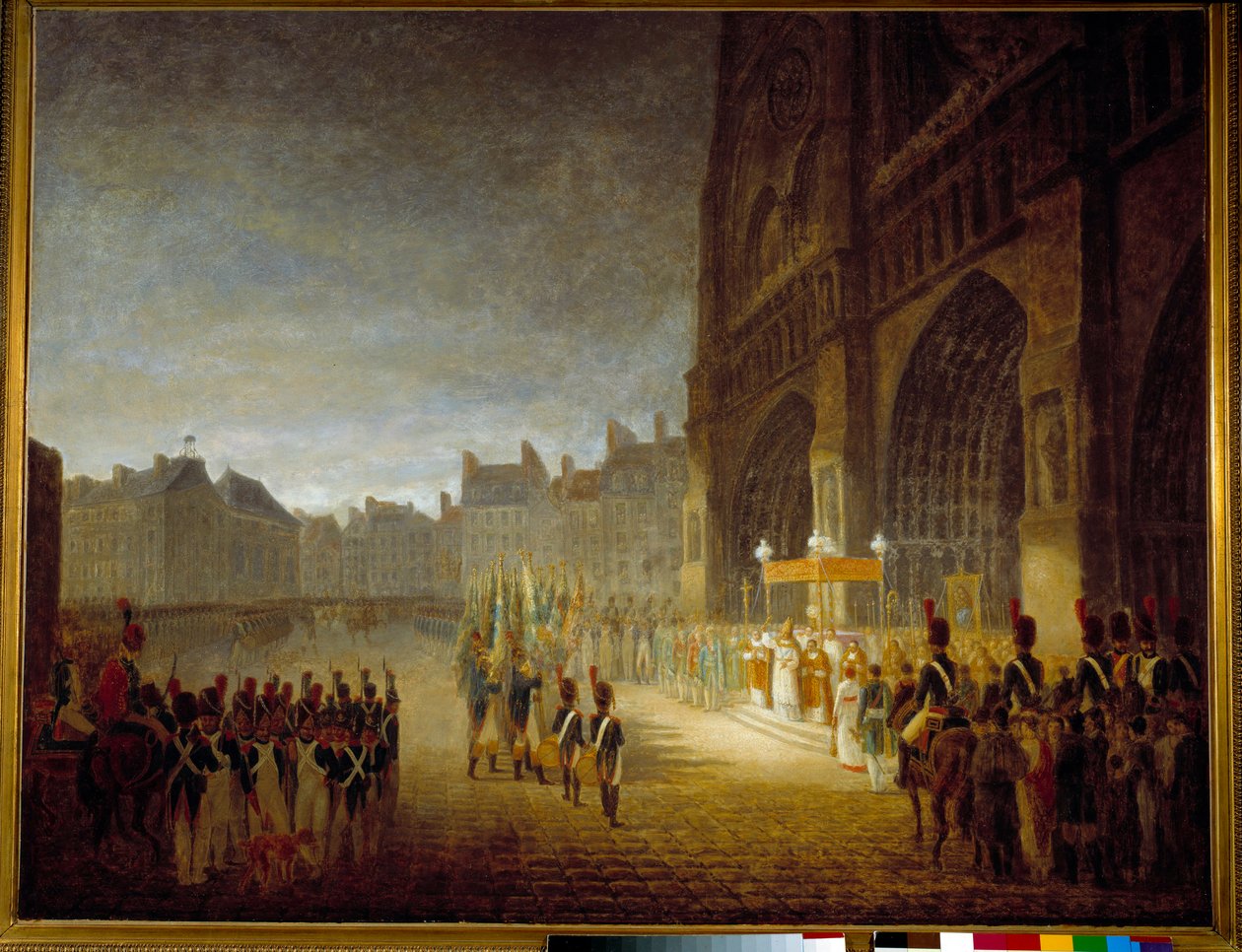 Svěcení vlajek na náměstí Cathedrale Notre Dame de Paris v roce 1804 Obraz připisovaný Antoine Jean Gros (1771-1835) 19. století Sun. 1,1x1,46 m Paříž, Musee Carnavalet od Antoine Jean (attr. to) Gros