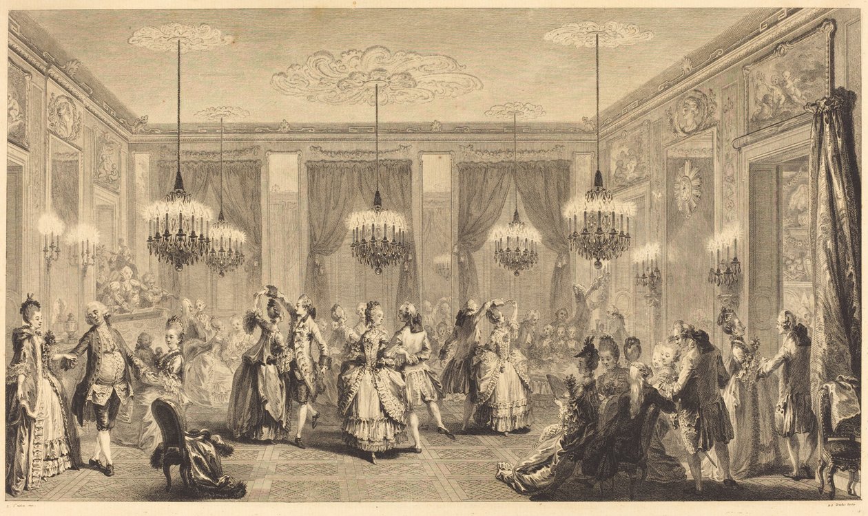 Ples oblečený od Antoine Jean Duclos after Augustin de Saint Aubin