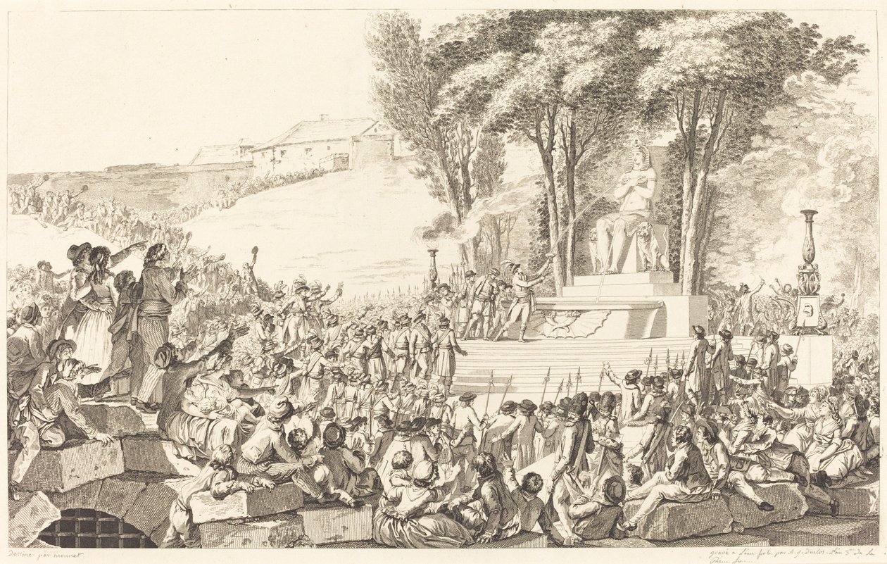 Fontána regenerace na troskách Bastily, 10. dubna 1793 od Antoine Jean Duclos after Charles Monnet