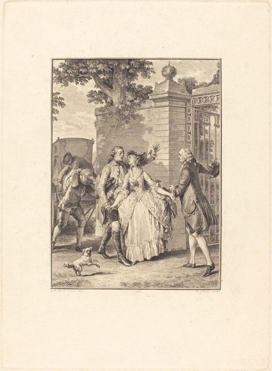 Důvěra krásných duší od Antoine Jean Duclos after Jean Michel Moreau