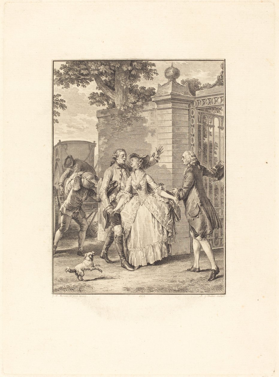 Důvěra krásných duší od Antoine Jean Duclos after Jean Michel Moreau