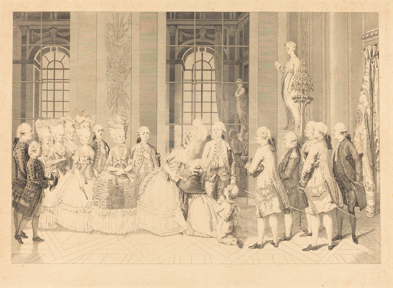 Královna oznámila soudcům paní de Bellegarde a svobodu svého manžela 1. května od Antoine Jean Duclos after vicomte Charles Henri Desfosses
