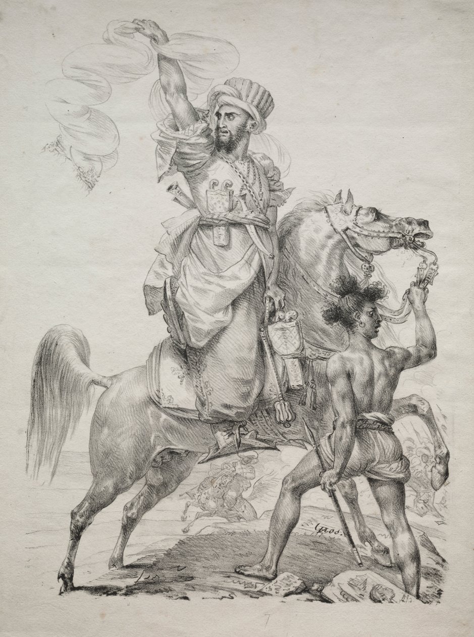 Velitel Mameluke na koni signalizuje o pomoc od Antoine Jean Gros