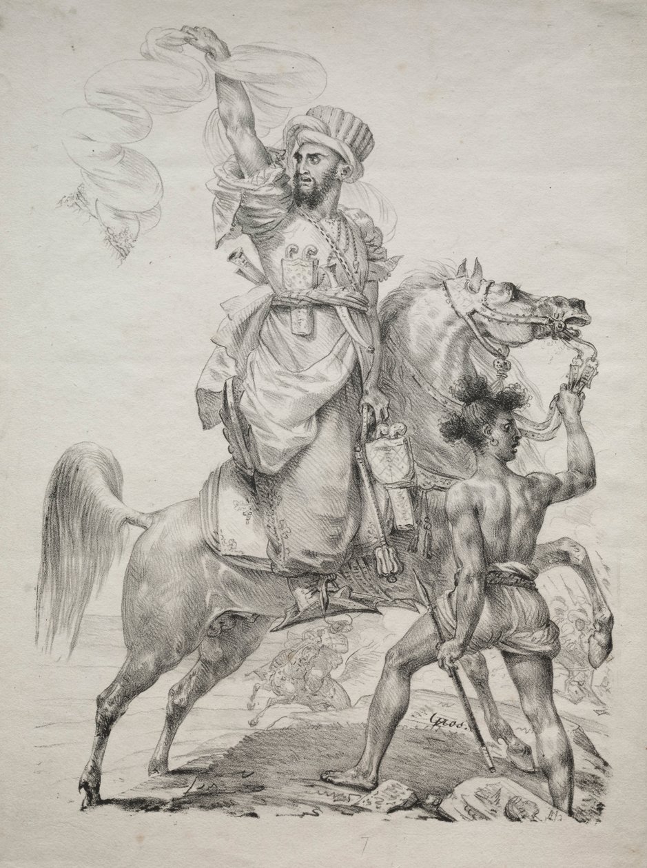 A Mameluke Chief on Horseback Signaling for Help, 1817. od Antoine Jean Gros