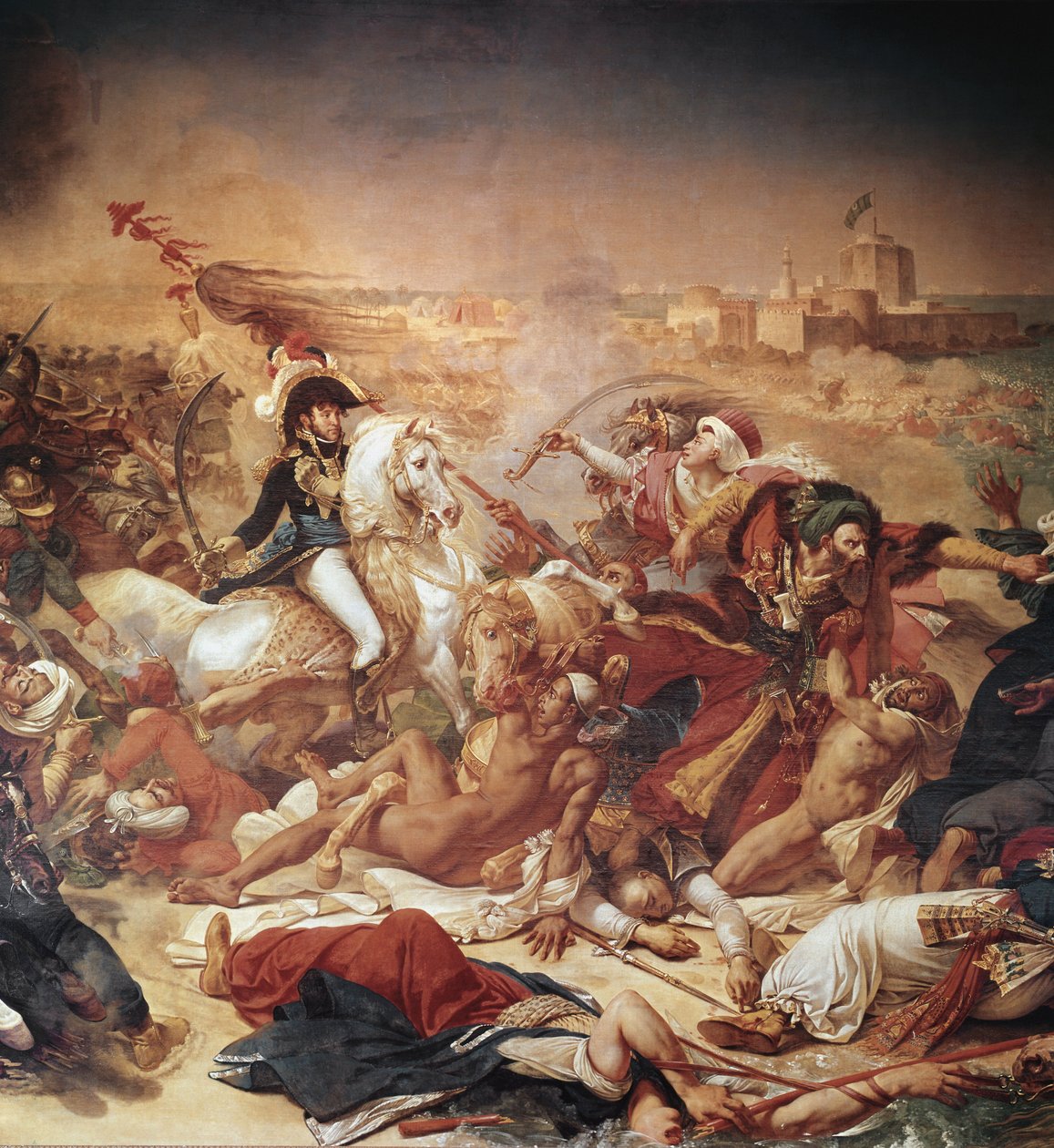Bitva o Abukir, generál Murat bojující proti osmanské armádě, detail (1806, olej na plátně) od Antoine Jean Gros
