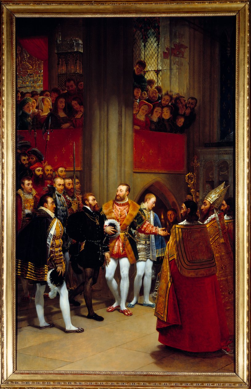 Karel V. přijat Francoisem I. v opatství Saint Denis v roce 1540. Obraz Antoine Jean Gros (1771-1835) od Antoine Jean Gros