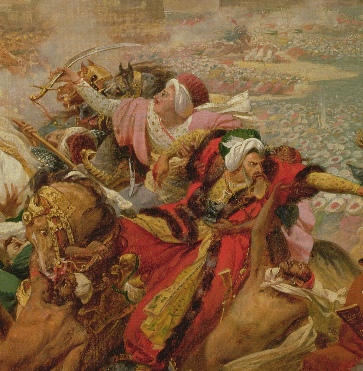 Murat poráží tureckou armádu u Aboukiru 25. července 1799 (detail), kolem roku 1805 (olej na plátně připevněném na palubě) od Antoine Jean Gros