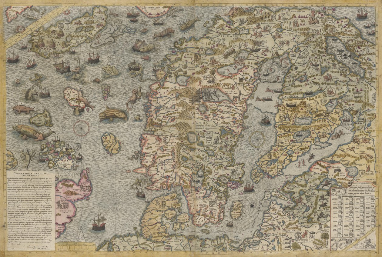Mapa moře (Carta marina) od Olause Magnuse (1490-1557) od Antoine Lafrery