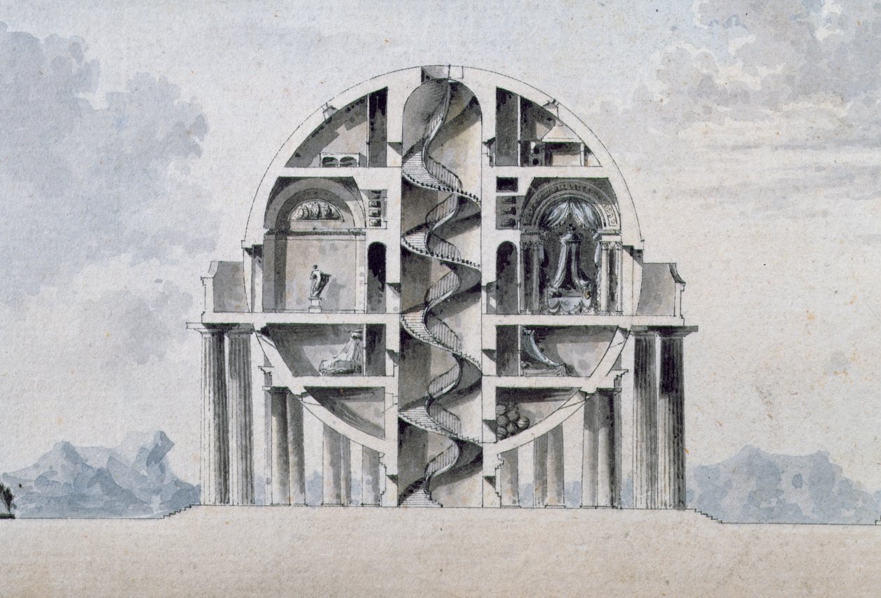 Design for a House for a Cosmopolite, 1783 (detail) (viz také 195241-195242, 196724-196726) od Antoine Laurent Thomas Vaudoyer