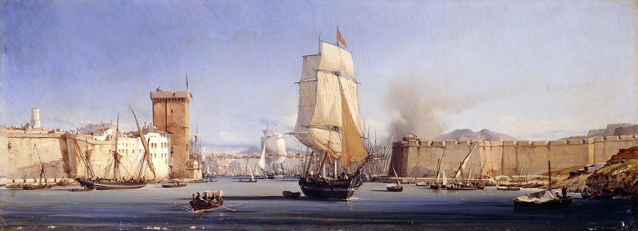 Zlatý roh s mešitami Suleimaniye a Faith, Konstantinopol od Antoine Leon Morel Fatio