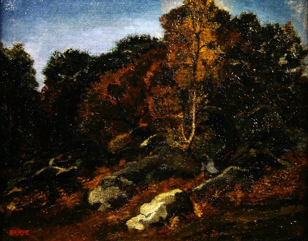 Podzim ve Fontainebleau (olej na plátně) od Antoine Louis Barye