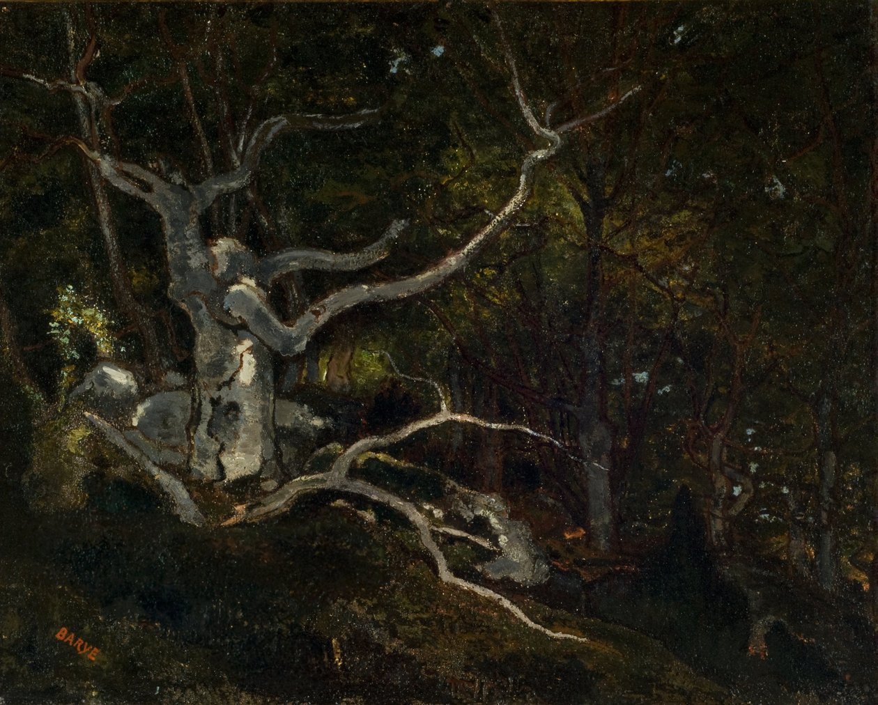 Les ve Fontainebleau, "Reine Blanche" 1860 (olej na plátně) od Antoine Louis Barye