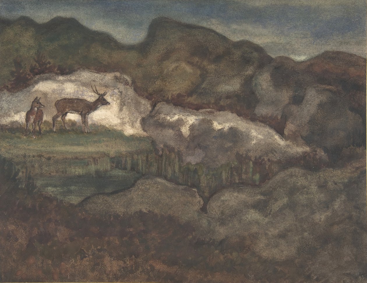 Izards in the Glaciers Pyrenejský kamzík, 1810-75. od Antoine Louis Barye