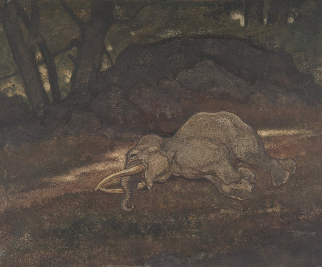 Spící slon, 1810-75. od Antoine Louis Barye
