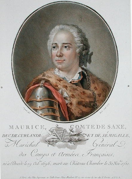 Maurice (1696-1750) hrabě ze Saska od Antoine Louis Francois (after) Sergent Marceau