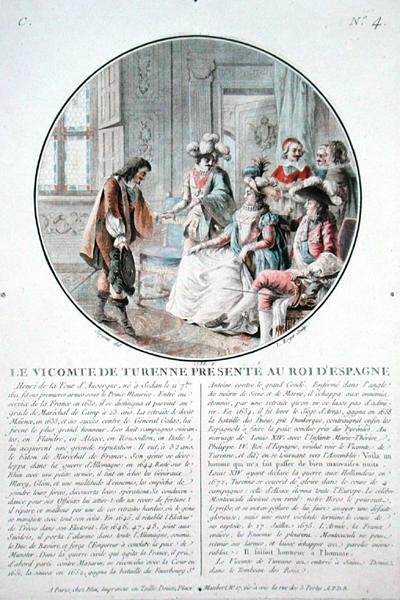 Vikomt z Turenne (1611-75) je darován španělskému králi Filipu IV. (1605-65), ryl L. Roger od Antoine Louis Francois (after) Sergent Marceau