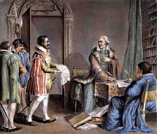 Jean Hennuyer (nar. 1497) biskup z Lisieux, zachraňuje životy hugenotů ve své diecézi, vyryl Roger od Antoine Louis Francois (after) Sergent Marceau
