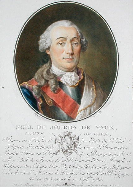 Noel de Jourda de Vaux (1705-88) 1789, z knihy "Portraits des grands hommes, femmes illustres, et sujets memorables de France", vydané 1787-92 (barevná litografie) od Antoine Louis Francois Sergent Marceau