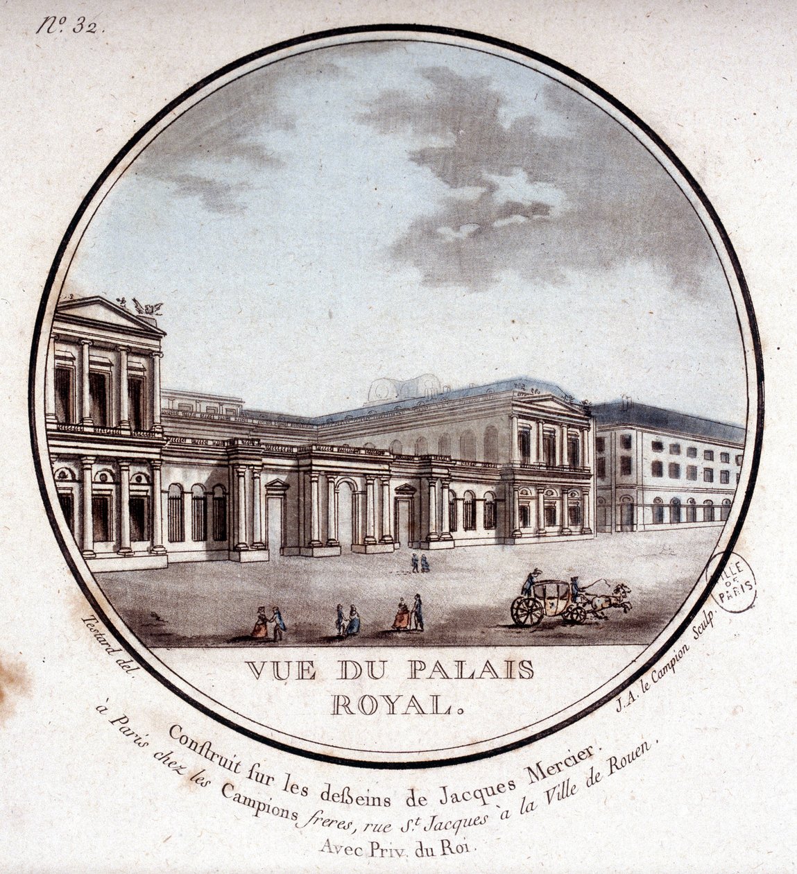 Pohled na královský palác v Paříži - v „“ Malebné pohledy na hlavní budovy Paříže““ od seržanta od Antoine Louis Francois Sergent Marceau