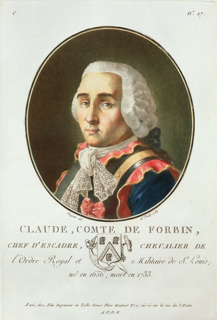 Claude (1656-1733) Comte de Forbin, 1789, z „Portréty velkých mužů, slavných žen a nezapomenutelných předmětů Francie“, vyryto 1787-92 od Antoine Louis Francois Sergent Marceau