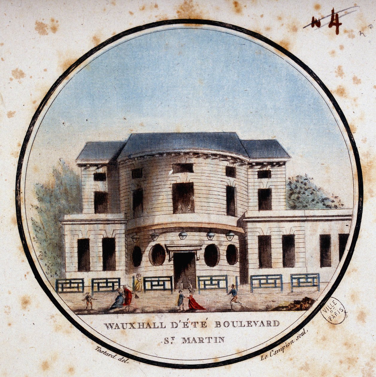 Halle aux calves, bulvár Saint Martin. V malebných pohledech na hlavní budovy Paříže od seržanta od Antoine Louis Francois Sergent Marceau