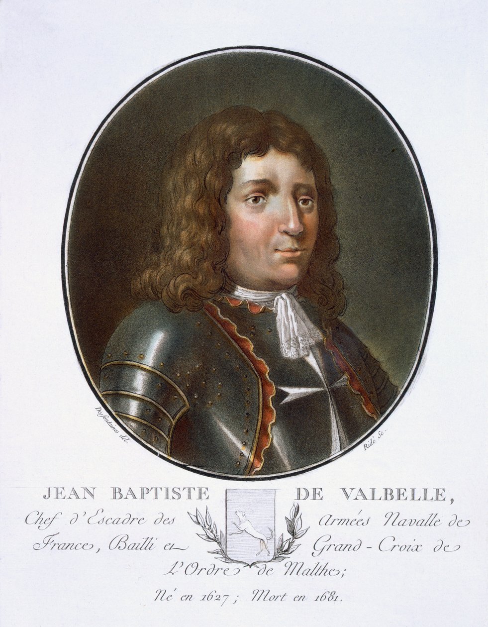 Jean Baptiste de Valbelle, z „Portréty velkých mužů, slavných žen a památných předmětů Francie, ryté a tištěné v barvách“, vydal Pierre Blin, 1786-92, Paříž (barevná rytina od Antoine Louis Francois Sergent Marceau