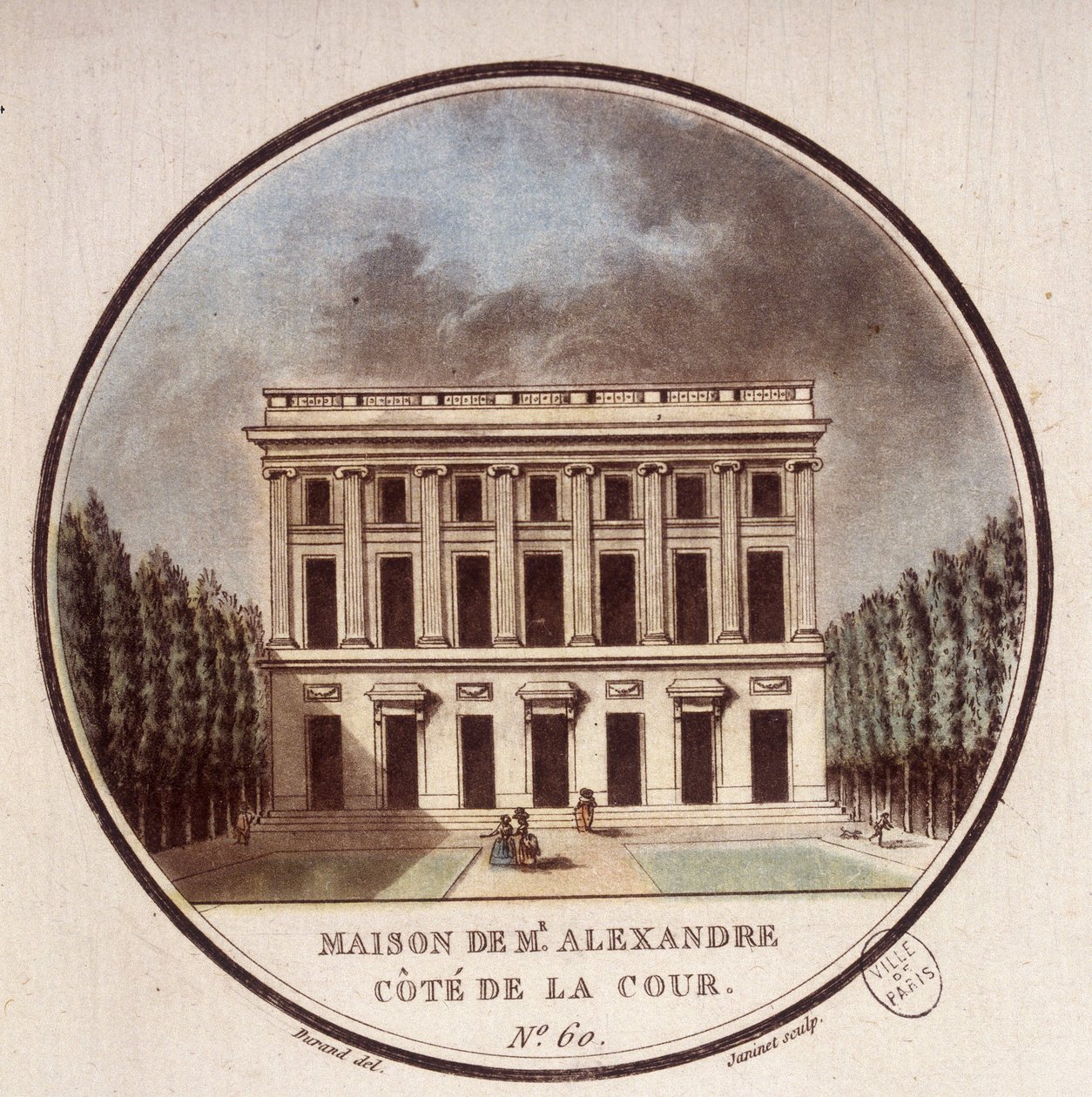 Maison de Monsieur Alexandre, boční nádvoří, Paříž. V malebných pohledech na hlavní budovy Paříže od seržanta od Antoine Louis Francois Sergent Marceau