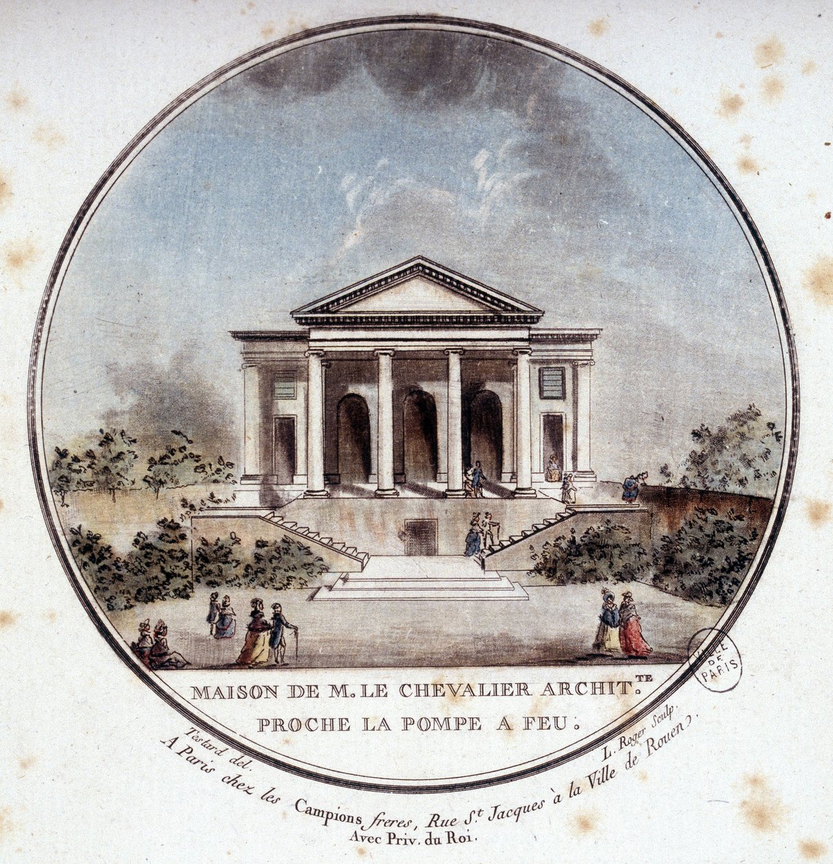 Maison de Monsieur le Chevalier, architekt, Paříž. V malebných pohledech na hlavní budovy Paříže od seržanta od Antoine Louis Francois Sergent Marceau