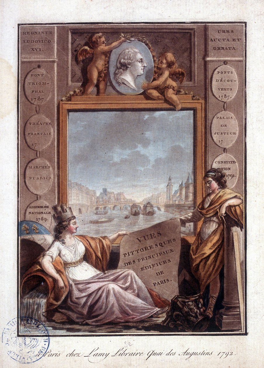 Paříž pohled z Lamy, Quai des Augustins knihkupectví od Antoine Louis Francois Sergent Marceau