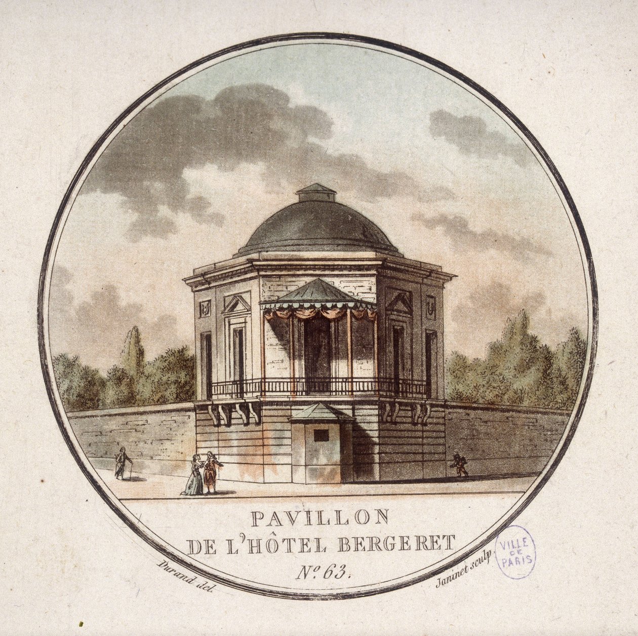 Pavilon hotelu Bergeret, Paříž. V malebných pohledech na hlavní budovy Paříže od seržanta od Antoine Louis Francois Sergent Marceau