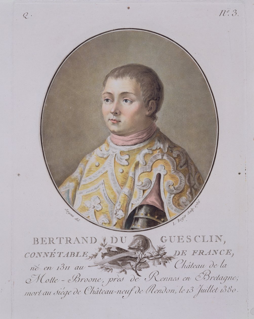 Portrét Bertranda du Guesclin (1311-80), vrchního konstábla Francie, vyryl Leon Roger, 1786 od Antoine Louis Francois Sergent Marceau