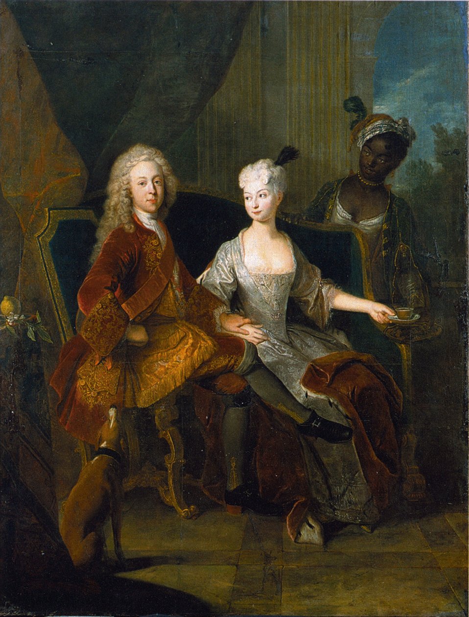 Německy: Dědičný princ Friedrich Ludvík Württemberský (1698-1731) s manželkou Henriettou Marií Braniborsko-Schwedtskou (1702-1782) Portrét dědičného prince Friedricha Ludvíka Württemberského a jeho manželky Henrietty Marie Braniborsko-Schwedtské. od Antoine Pesne