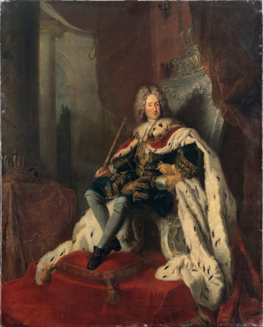 Král Fridrich I. na stříbrném trůně, cca 1712. od Antoine Pesne