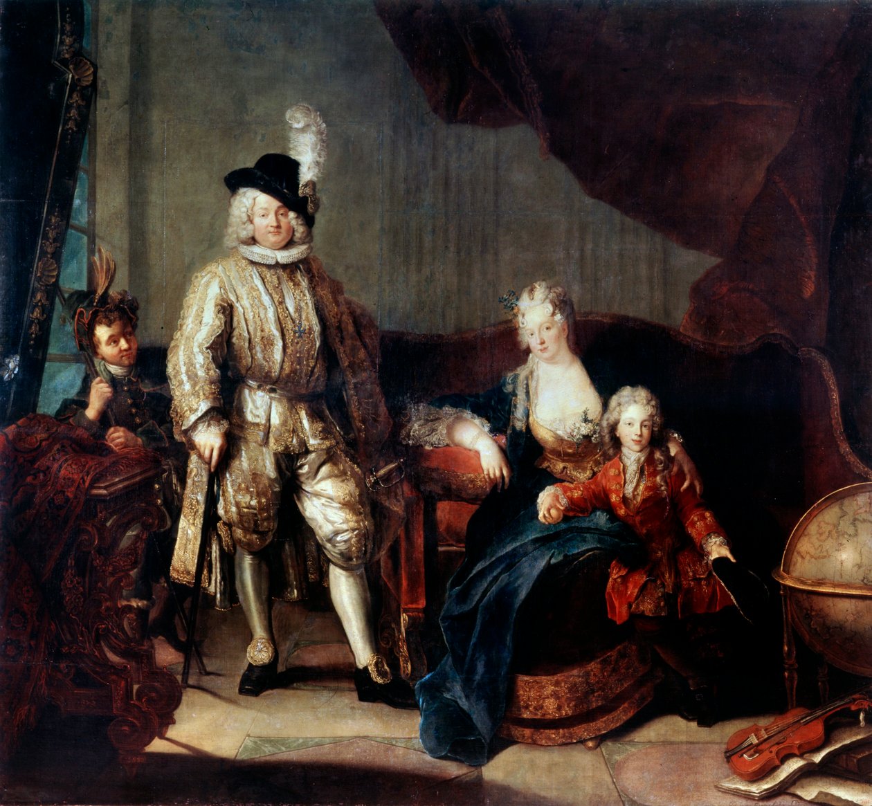 Portrét barona von Erlacha s rodinou, c1710 od Antoine Pesne